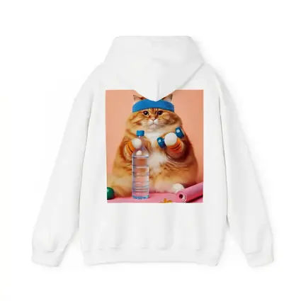 Chubby Orange Cat Gym Workout Pink Background
