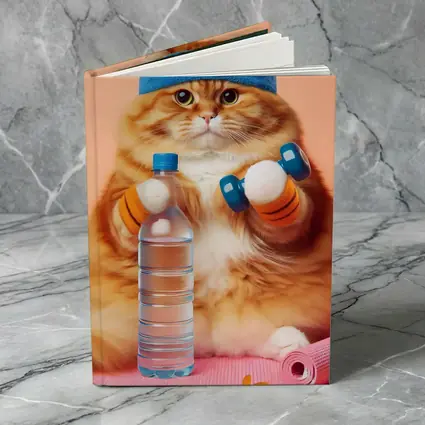 Chubby Orange Cat Gym Workout Pink Background