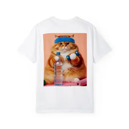 Chubby Orange Cat Gym Workout Pink Background