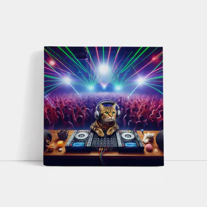 Tabby Cat DJ Spinning at Neon Club