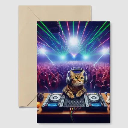 Tabby Cat DJ Spinning at Neon Club