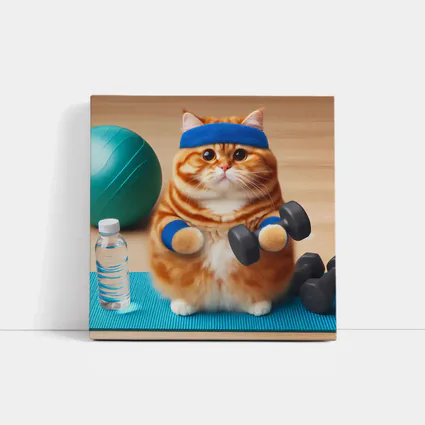 Orange Cat Lifting Dumbbells Gym Workout