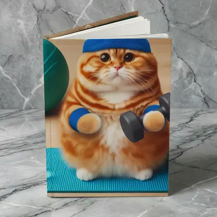 Orange Cat Lifting Dumbbells Gym Workout