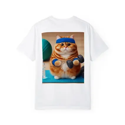Orange Cat Lifting Dumbbells Gym Workout