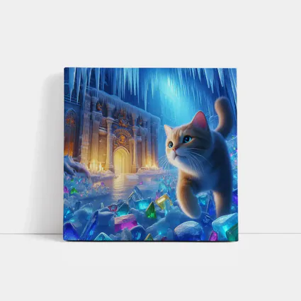 Cute Cat Exploring Frozen Crystal Ice Palace