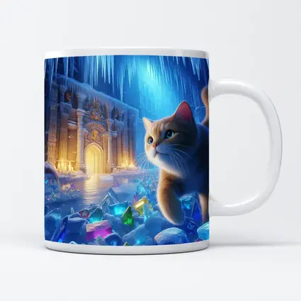 Cute Cat Exploring Frozen Crystal Ice Palace