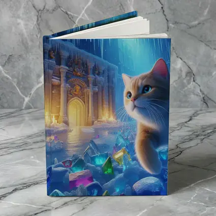 Cute Cat Exploring Frozen Crystal Ice Palace