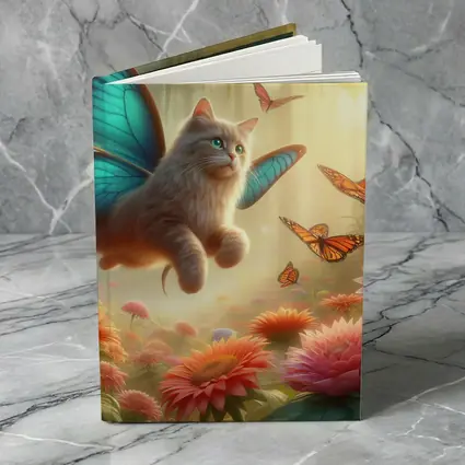 Fantasy Cat Butterfly Wings Floral Forest