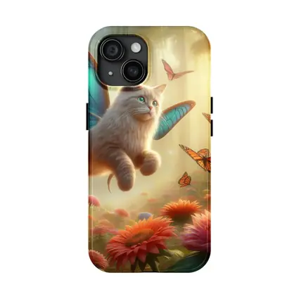 Fantasy Cat Butterfly Wings Floral Forest