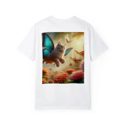 Fantasy Cat Butterfly Wings Floral Forest