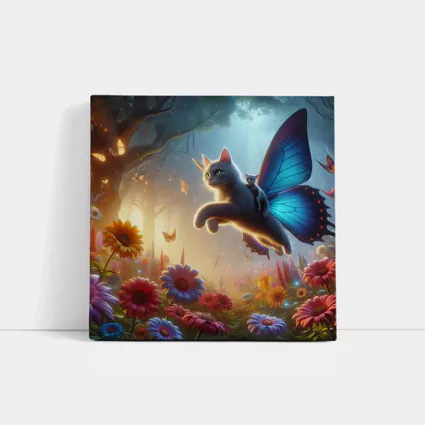 Flying Cat Butterfly Wings Enchanted Forest