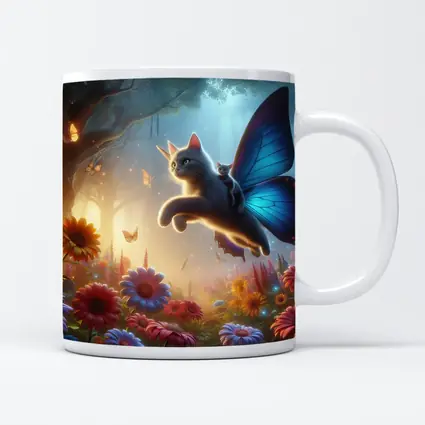 Flying Cat Butterfly Wings Enchanted Forest