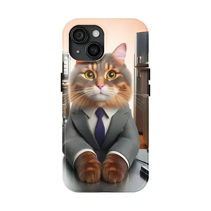 Gray Cat in Suit Surrounded by Appliances