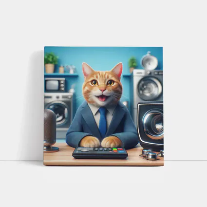 Orange Cat in Suit at Office Desk