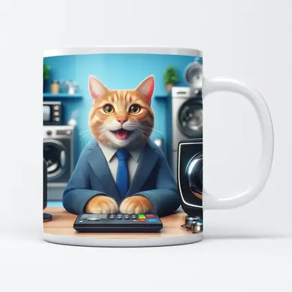 Orange Cat in Suit at Office Desk