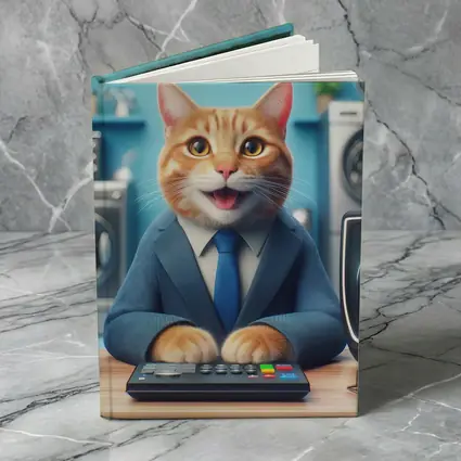 Orange Cat in Suit at Office Desk