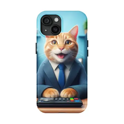 Orange Cat in Suit at Office Desk