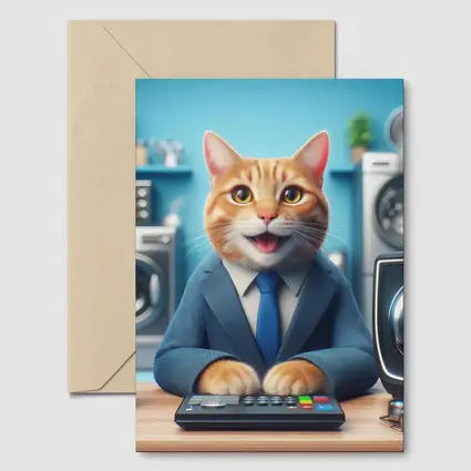 Orange Cat in Suit at Office Desk