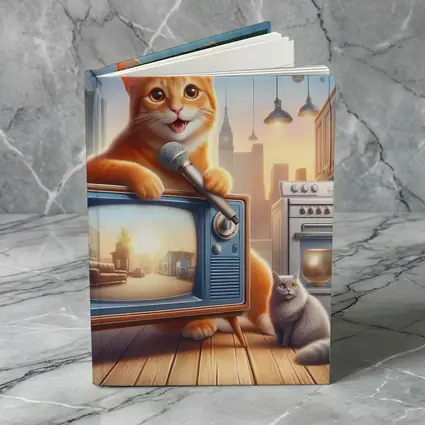 Orange Tabby Cat Singing Retro TV Kitchen