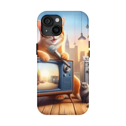 Orange Tabby Cat Singing Retro TV Kitchen