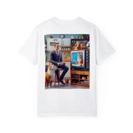 Ginger Cat Man Retro Kitchen Scene