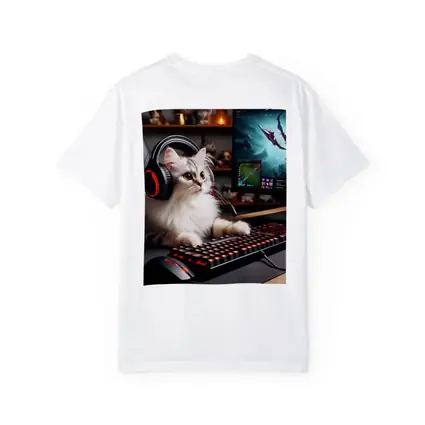 Fluffy Cat Gaming Setup Red Keyboard