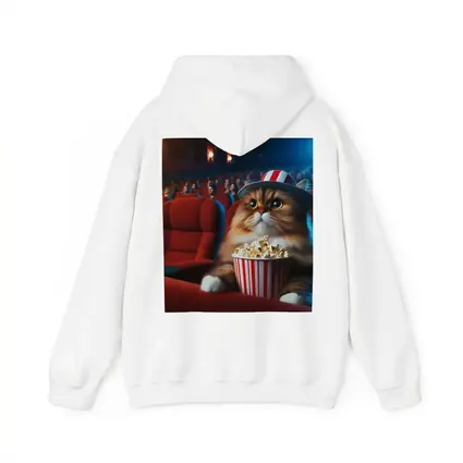 Fluffy Cat Watching Movie In Cinema