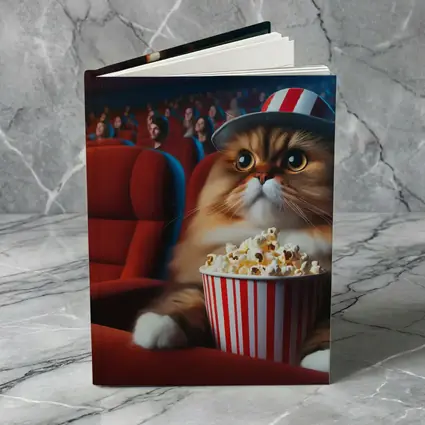 Fluffy Cat Watching Movie In Cinema