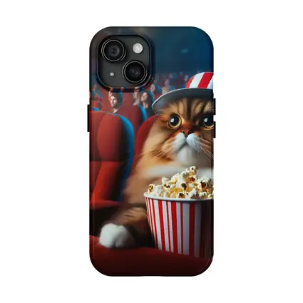 Fluffy Cat Watching Movie In Cinema