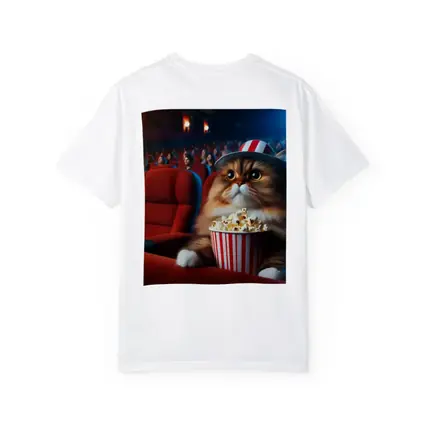 Fluffy Cat Watching Movie In Cinema