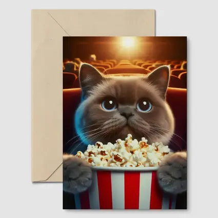 British Shorthair Cat Cinema Popcorn Movie