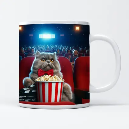 Persian Cat Cinema Popcorn Movie Night