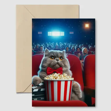 Persian Cat Cinema Popcorn Movie Night