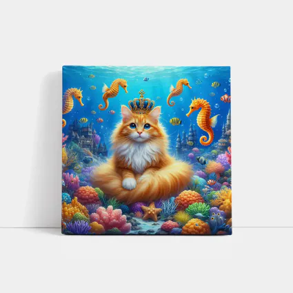 Orange Cat Crown Underwater Seahorse Ocean Scene