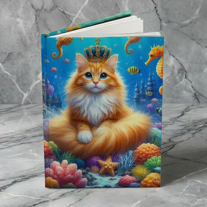 Orange Cat Crown Underwater Seahorse Ocean Scene