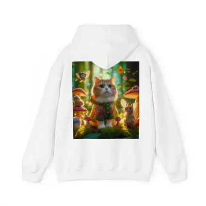 Cute Cat Fairy Forest Mushroom Fantasy Scene