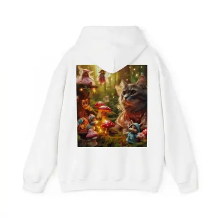 Gray Cat Fairy Enchanted Forest Fantasy Scene