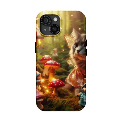 Gray Cat Fairy Enchanted Forest Fantasy Scene