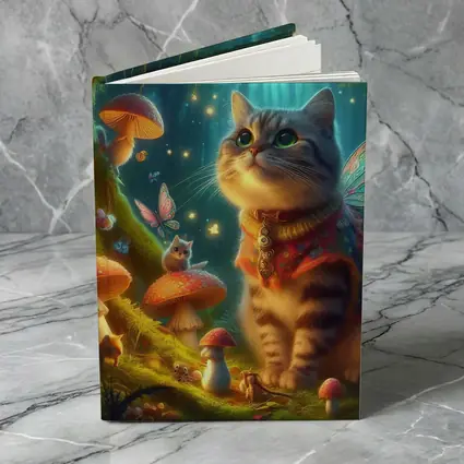 Fantasy Cat Fairy Enchanted Mushroom Forest