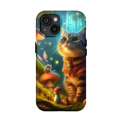 Fantasy Cat Fairy Enchanted Mushroom Forest