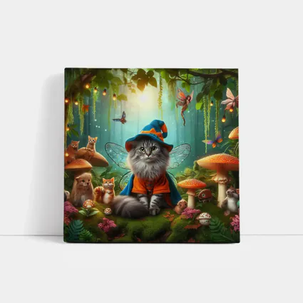 Wizard Cat Fairy Forest Mushroom Fantasy