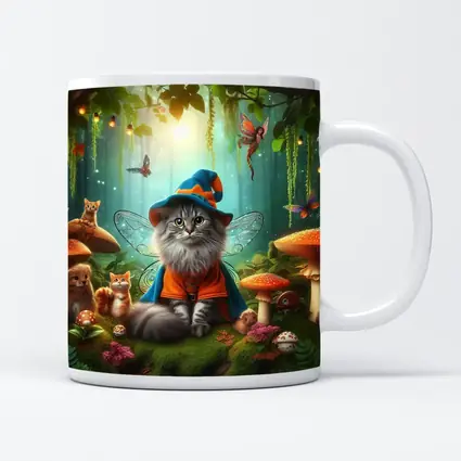 Wizard Cat Fairy Forest Mushroom Fantasy