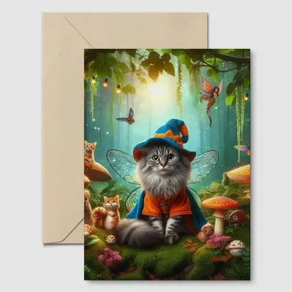Wizard Cat Fairy Wings Enchanted Forest