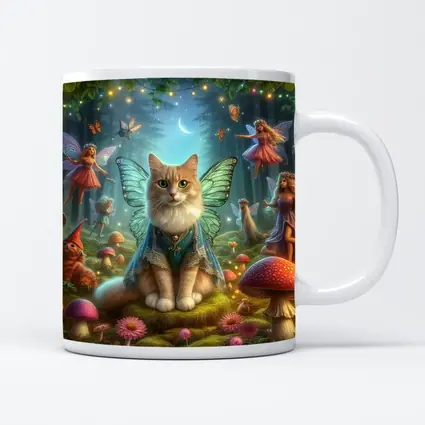 Fairy Cat with Wings in Enchanted Forest