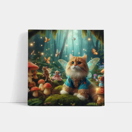 Fairy Cat With Wings In Enchanted Forest