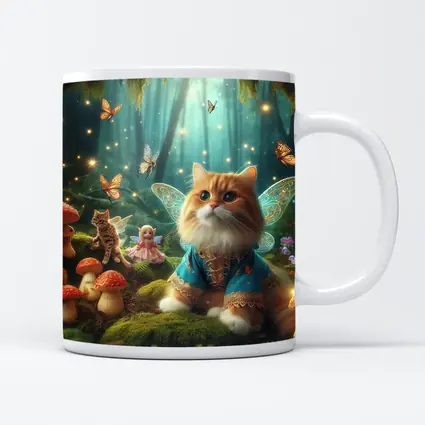 Fairy Cat With Wings In Enchanted Forest