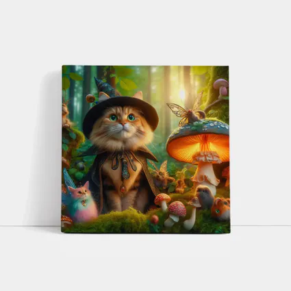 Wizard Cat Enchanted Forest Mushroom Fantasy