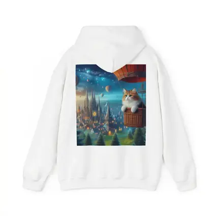 Fluffy Cat Hot Air Balloon Fantasy City