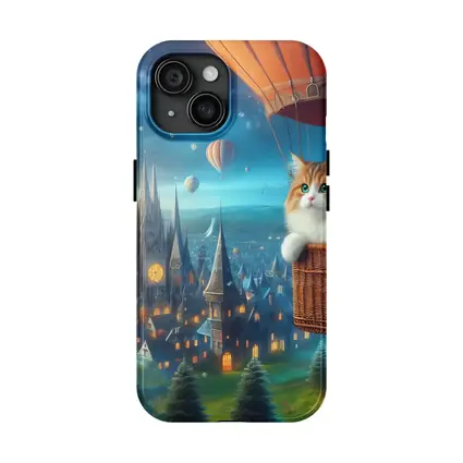 Fluffy Cat Hot Air Balloon Fantasy City