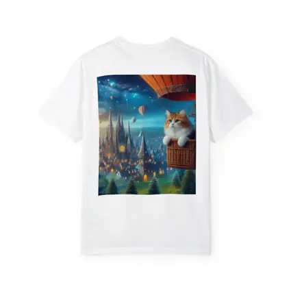 Fluffy Cat Hot Air Balloon Fantasy City